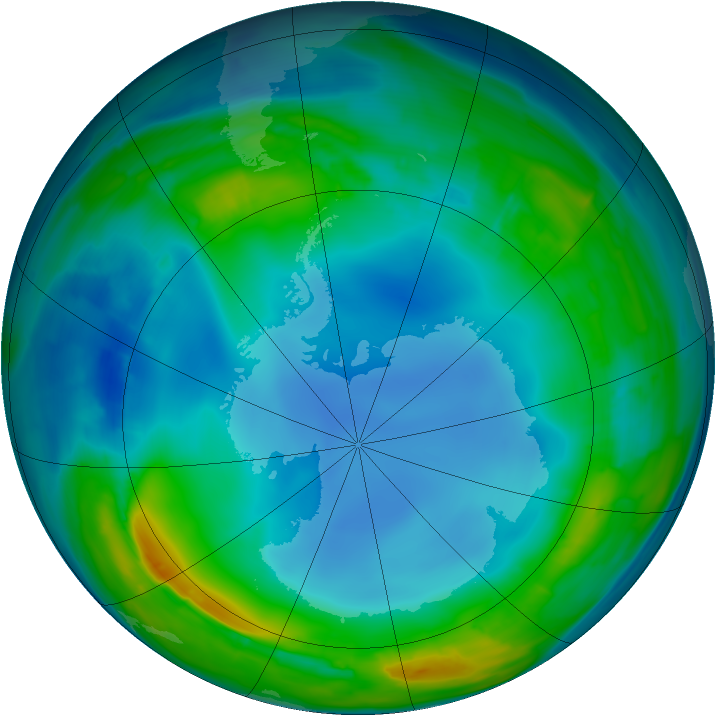 Antarctic ozone map for 25 July 2013